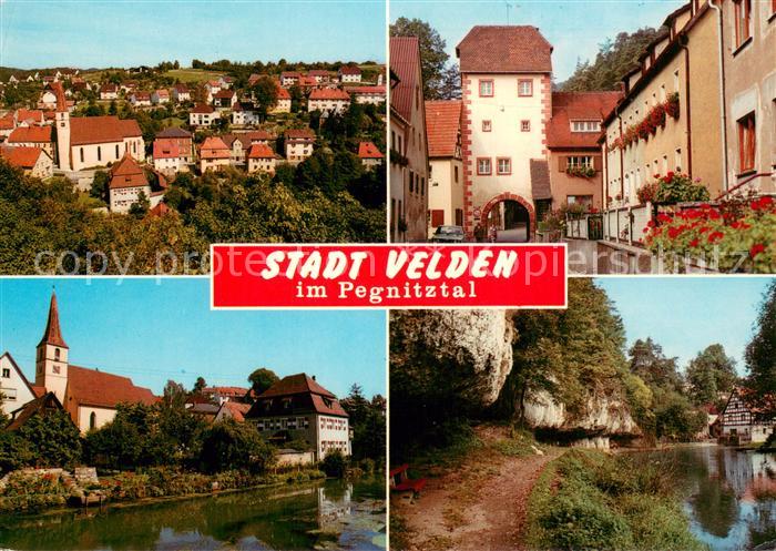 Velden Mittelfranken Stadtpanorama Stadttor Altstadt Kirche Uferpartie an der Pe