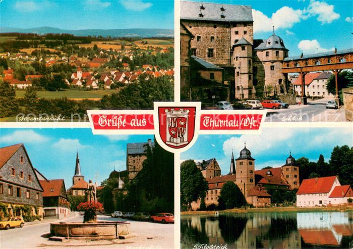 Thurnau Gesamtansicht Schloss Teich Zentrum Brunnen Kirche