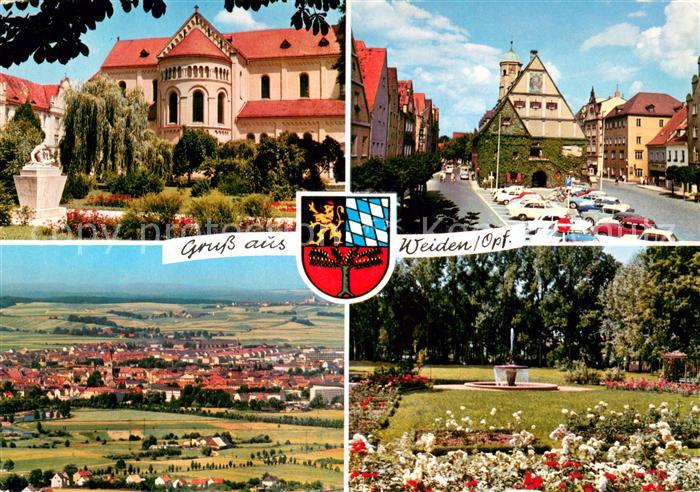 Weiden Oberpfalz Parkanlagen Kirche Innenstadt Panorama Luftbild Wappen