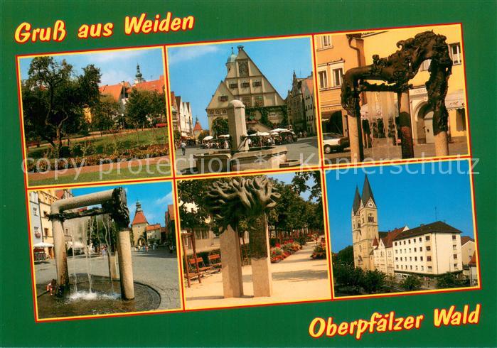 Weiden Oberpfalz Parkanlagen Marktplatz Brunnen Plastik Kirche