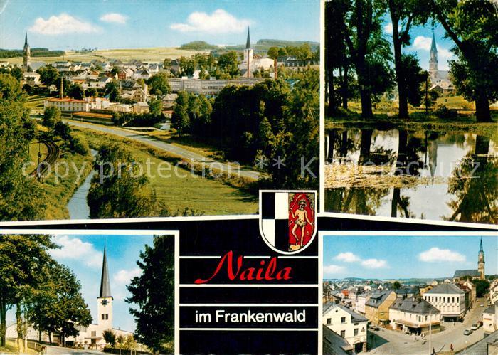 Naila Stadtpanorama Blick zur Kirche Teich