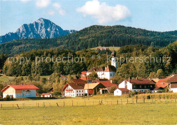 Ainring Ortsansicht mit Kirche Alpen