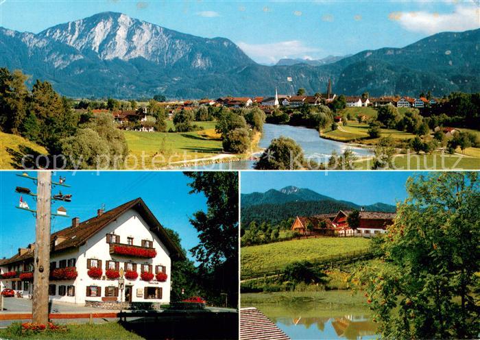 Grossweil Gesamtansicht mit Alpenpanorama Baeckerei Lebensmittelgeschaeft