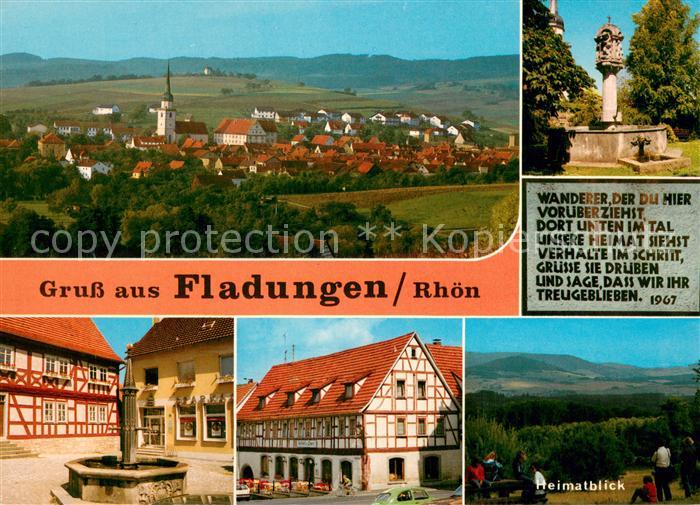 Fladungen Stadtpanorama Brunnen Ortszentrum Fachwerkhaus Heimatblick Landschaft