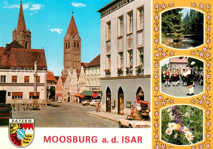 Moosburg Isar Stadtzentrum Kirche Musikkapelle Blumen Bach Waldpartie