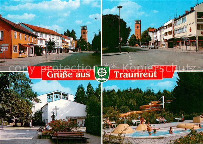 Traunreut Motive Innenstadt Turm Kirche Freizeitpark Schwimmbad