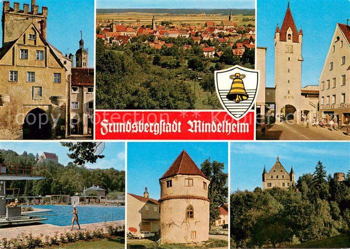 Mindelheim Teilansichten Frundsbergstadt Stadttor Turm Freibad Burg