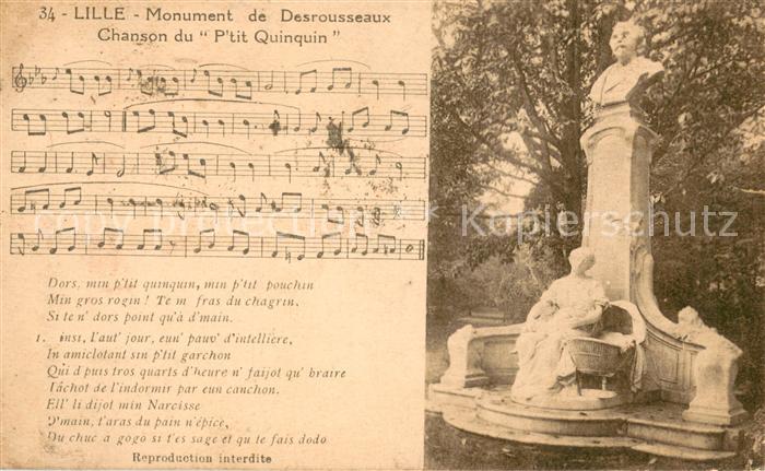 Lille 59 Monument de Desrousseaux Chanson du P’tit Quinquin