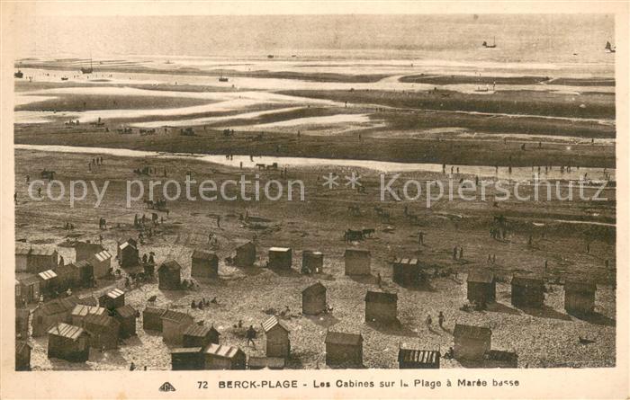 Berck-Plage 62 Les Cabines sur la Plage a Maree basse