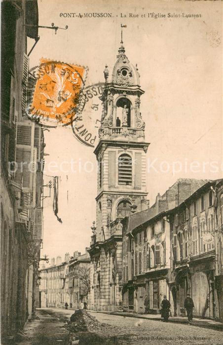 Pont-a-Mousson 54 La Rue et l’Eglise Saint Laurent