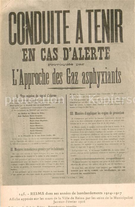 Reims 51 dans ses annees de bombardements 1914-17 Affiche apposee sur les murs d