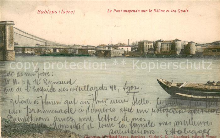 Sablons 33 Gironde Le Pont suspendu sur le Rhone et les Quais
