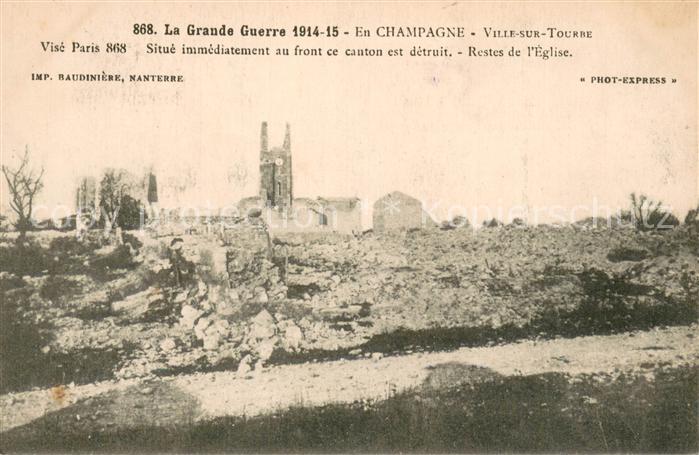 Ville-sur-Tourbe La Guerre 1914-15 Situe immediatement au front ce canton est de