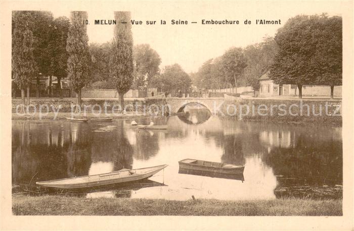 Melun 77 Vue sur la Seine Embouchure de l'Almont
