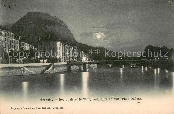 Grenoble 38 Les quais et le St Eynard Effet de nuit