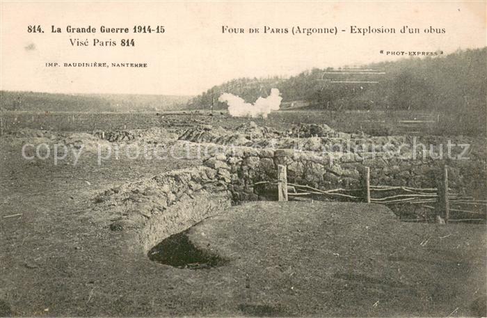 Four de Paris 51 Argonne Explosion d’un obus