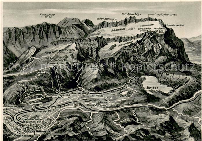 GARMISCH-PARTENKIRCHEN Bayern und Umgebung Eibsee Zugpsitze Wettersteingebirge a
