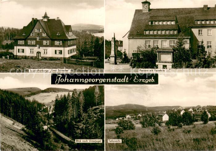 Johanngeorgenstadt Jugendherberge Ernst Schneller Postamt mit Postsaeule Blick n