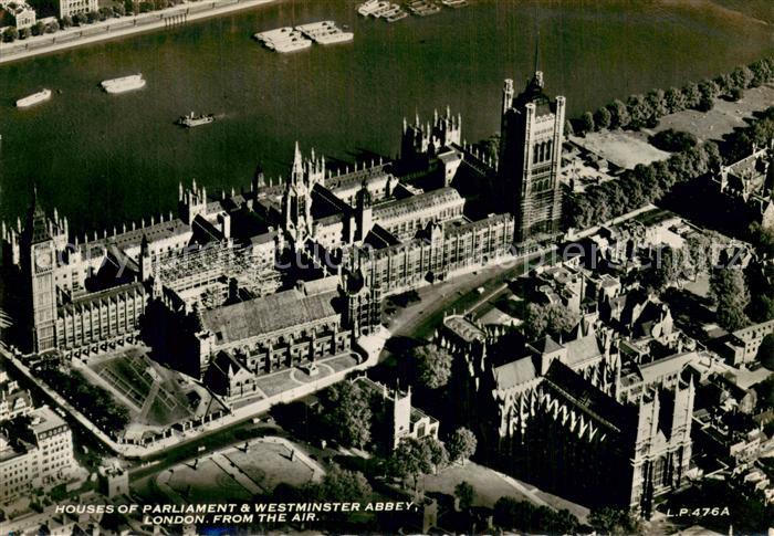 London  UK Houses of Parliament and Westminster Abbey Air view