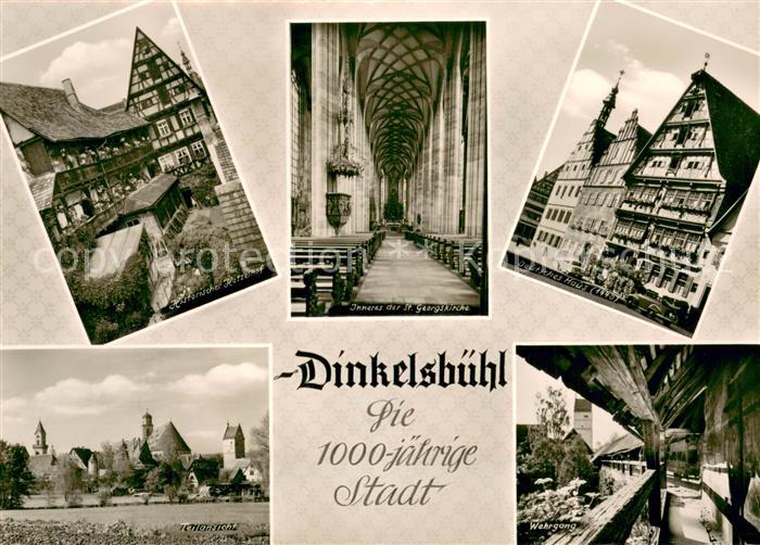 Dinkelsbuehl Teilansicht St.Georgskirche-Innenansicht Wehrgang