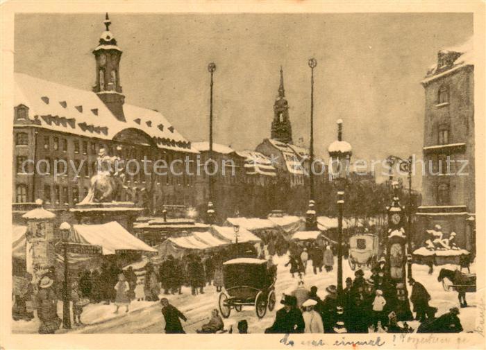 DRESDEN Elbe Markt Kutsche Schnee