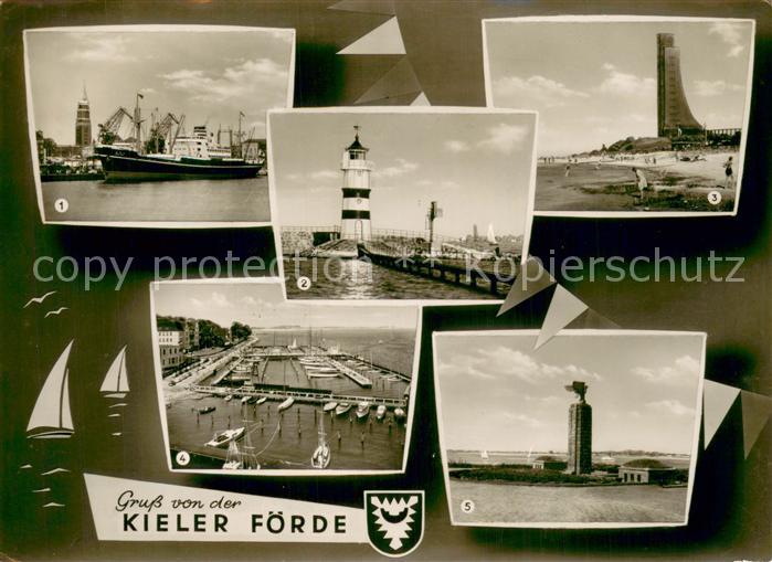 KIEL  CITY Hafen u. Rathausturm Friedrichsorter-Leuchtturm Olympiahafen
