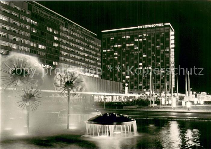 DRESDEN Elbe Prager Strasse m. Interhotel Newo bei Nacht