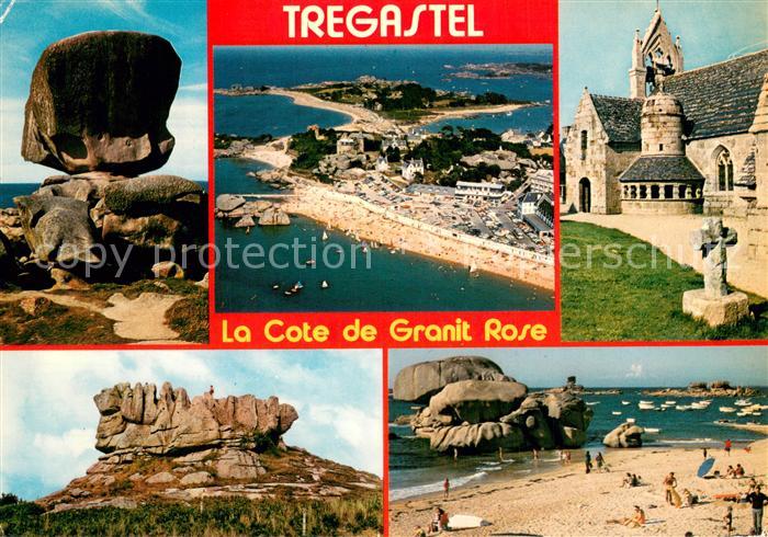 Tregastel Fliegeraufnahme Strand Küste Kirche