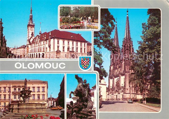 Olomouc Olmuetz CZ Teilansichten m. Dom u. Brunnen