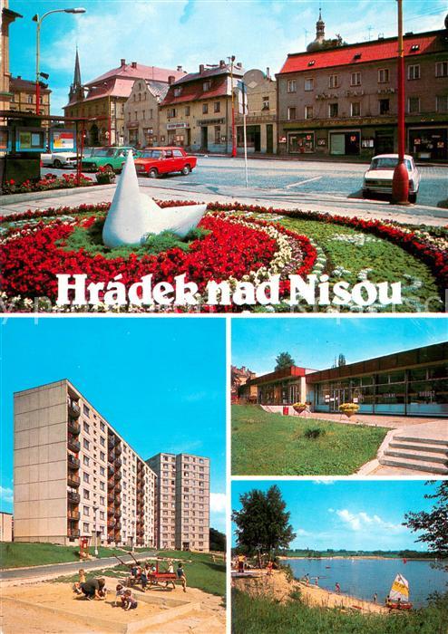 Hradek nad Nisou Grottau Teilansichten See Stadt Wohnblock