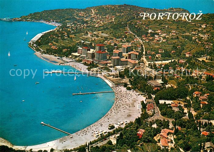 Portoroz Portorose Piran Istrien Slovenia Fliegeraufnahme Panorama