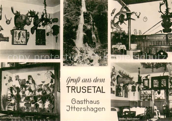 Trusetal Gasthaus Ittershagen Grosses Jagdzimmer Wasserfall