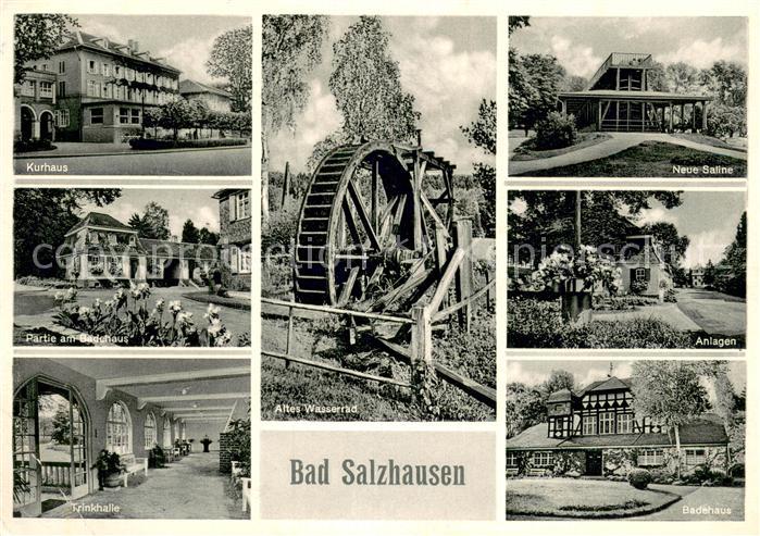 Bad Salzhausen Kurhaus Trinkhalle Badehaus Anlagen Saline Altes-Wasserrad