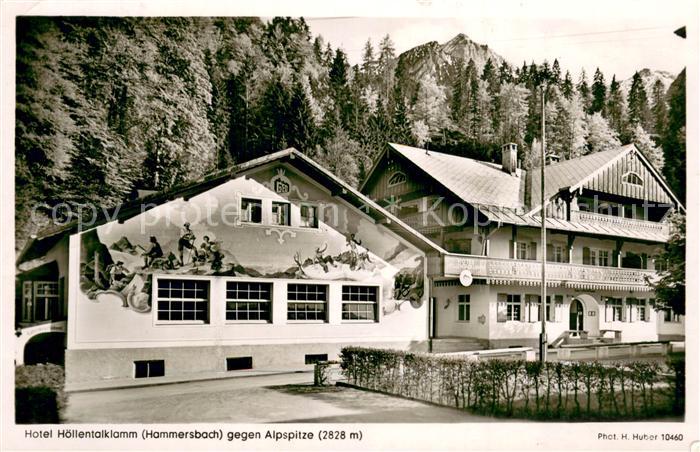Hammersbach Grainau Hotel Hoellentalklamm mit Alpspitze