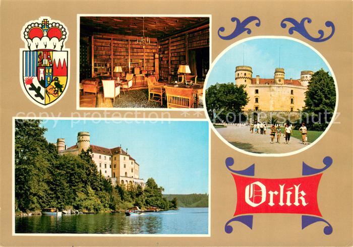 Orlik nad Vltavou Zamek a novogotickym Goticky hradek v polovine Orlicke prehrad