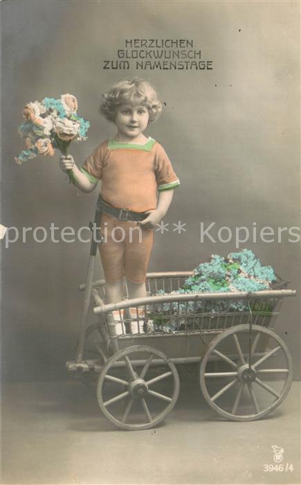 Kinder Child Enfants Leiterwagen Namenstag Foto