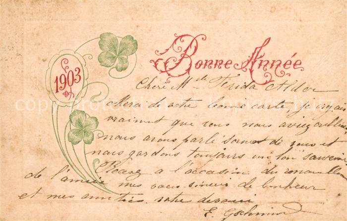 Jahreszahl 1903 Bonne Anneé