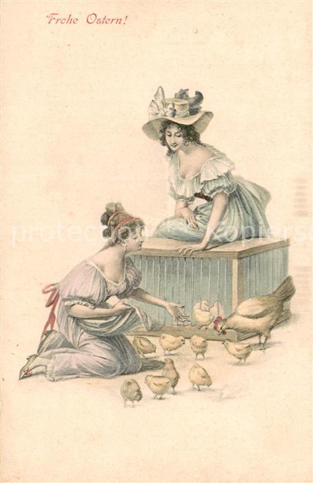 Ostern Easter Paques Frauen und Kuecken