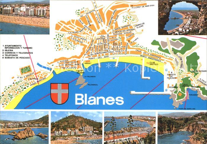 Blanes Bucht Strand Ortskarte