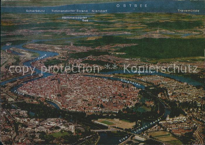 LueBECK  CITY Fliegeraufnahme Elbe-Luebeck-Kanal Travemuende Hemmelsdorfer See