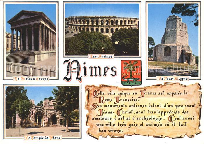 Nimes Maison Carree Les Arenes Tour Magne Temple Diane