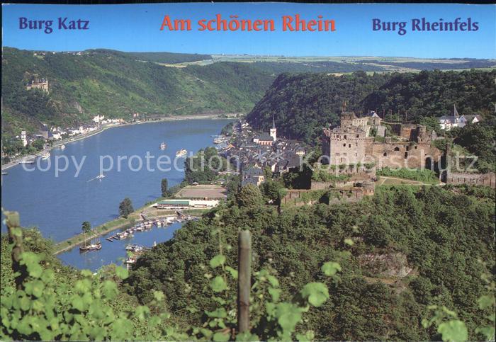 Burg Katz Rheinpartie mit Burg Rheinfels
