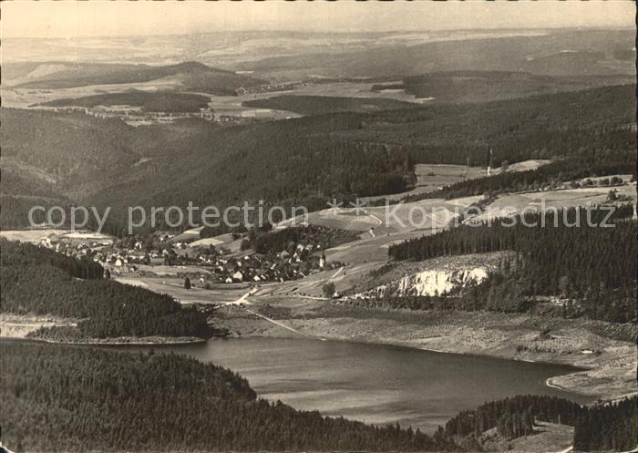 Sosa Erzgebirge Blick vom Auersberg mit Talsperre