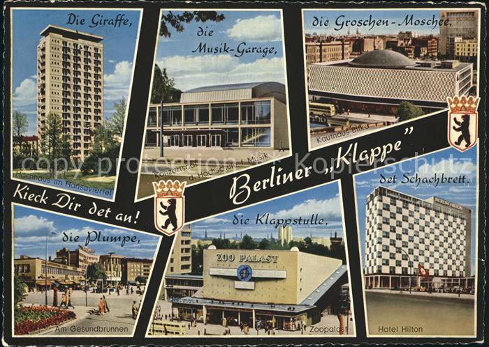 BERLIN  CITY Giraffe Musik Garage Groschen Moschee Plumpe Klappstulle Schachbret