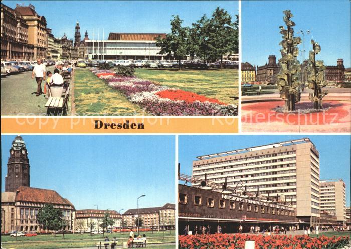DRESDEN Elbe Altmark Glasbrunnen Rathaus Prager Strasse