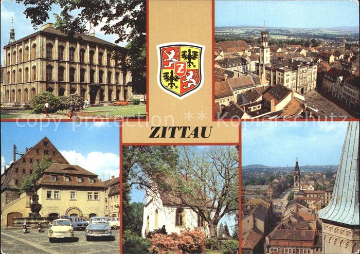 Zittau Landwirtschaftsschule Rathaus Samariterinnenbrunnen Frauenkirche Blick vo