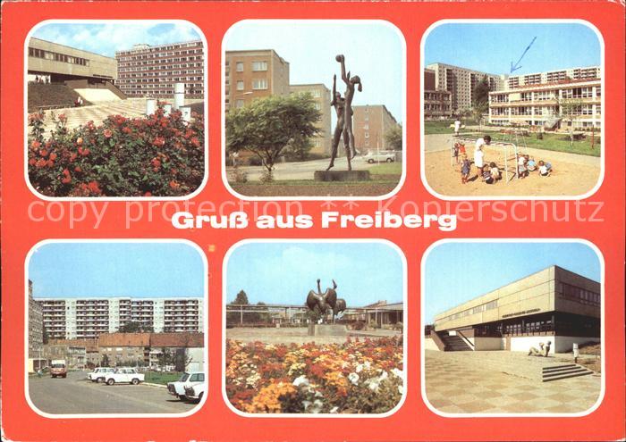 Freiberg Sachsen Bergakademie Plastik Sporthalle Wasserberg Kinderkombinat Am Mu