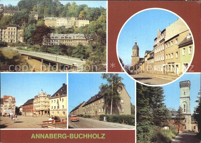Annaberg-Buchholz Erzgebirge Teilansicht St Annenkirche Markt Friedr Engels Str