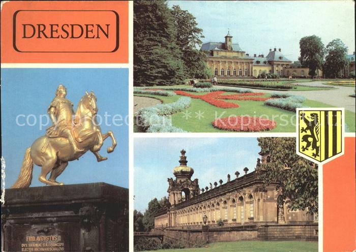 DRESDEN Elbe Goldener Reiter Denkmal August des Starken Pillnitz Neues Palais Zw