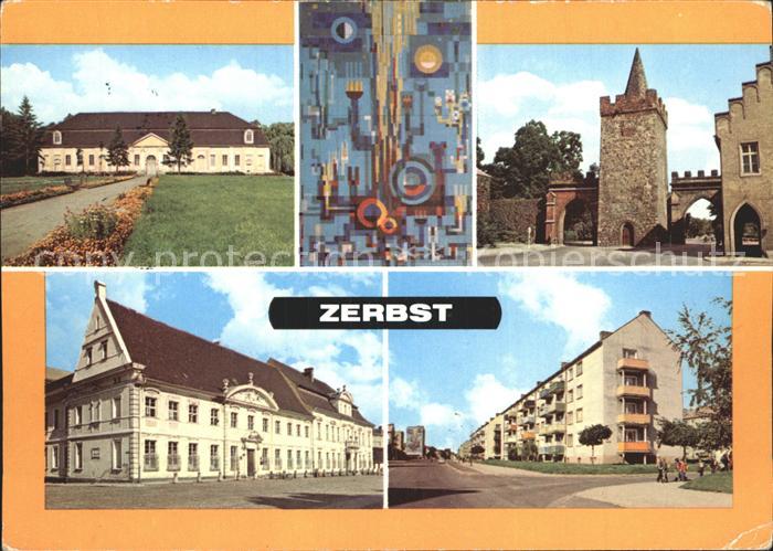 Zerbst Stadthalle Relief am Hochhaus Heidetor Max Sens Oberschule Otto Grotewohl